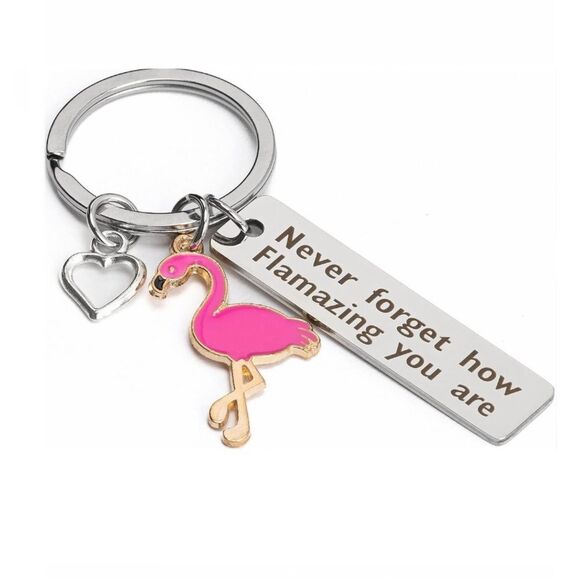 Never Forget How Flamazing You Are! Flamingo Keychain - Picture 1 of 6